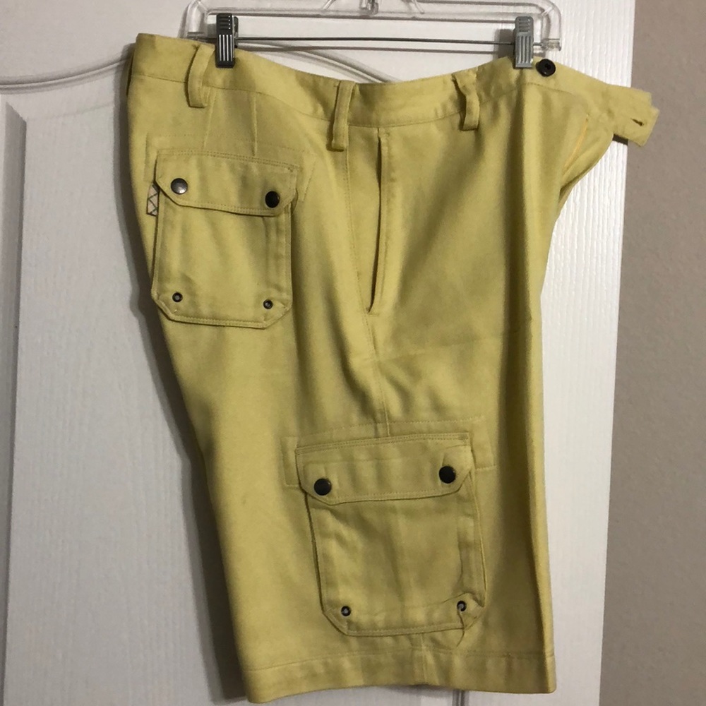 Yellow Cargo shorts.